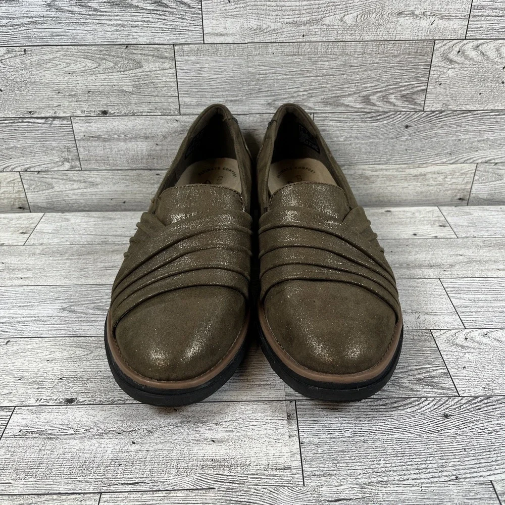Clarks‎ Sharon Villa Bronze Leather Wedge Loafer  Shoes Women Size 6M